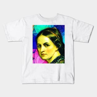 Anne Bronte Colourful Portrait | Anne Bronte Artwork 7 Kids T-Shirt